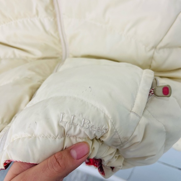LL Bean Red Floral Quilted Puffer Reversible Snow Winter Jacket - Picture 11 of 14